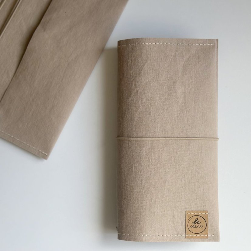 Be Nice diář na míru - wash paper pouzdro na diář taupe - Be Nice wash paper pouzdro na diář: Be Nice wash paper pouzdro na diář