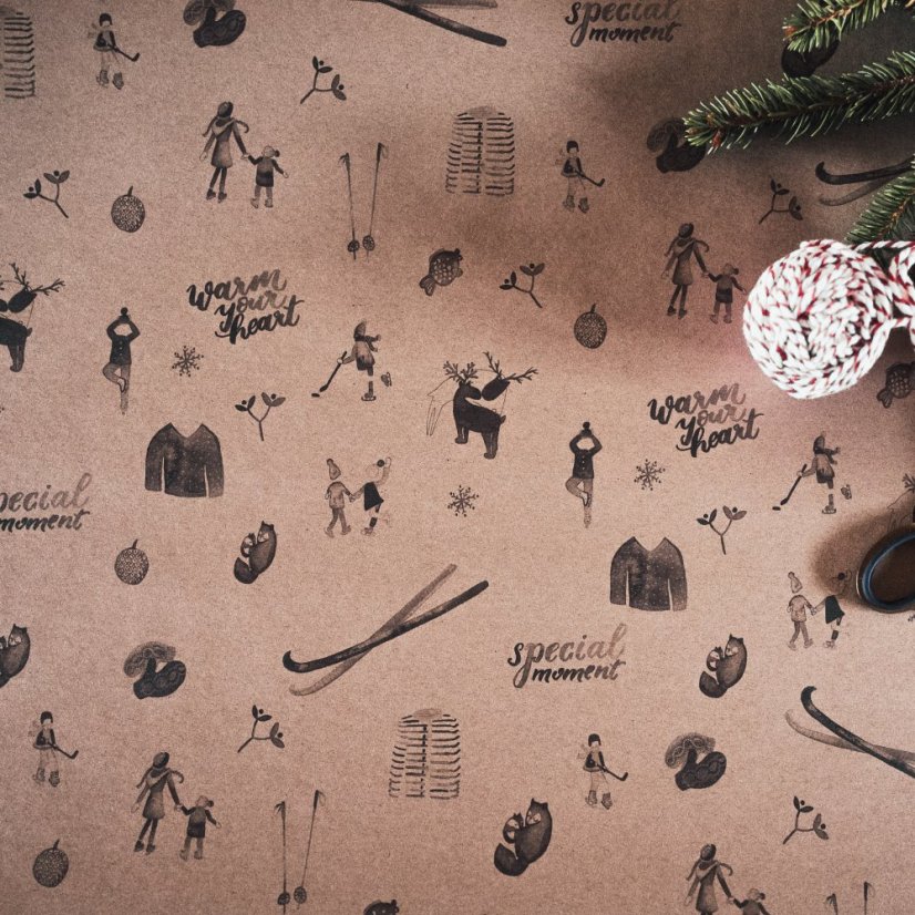 Be Nice ECO Natural Christmas wrapping paper dark