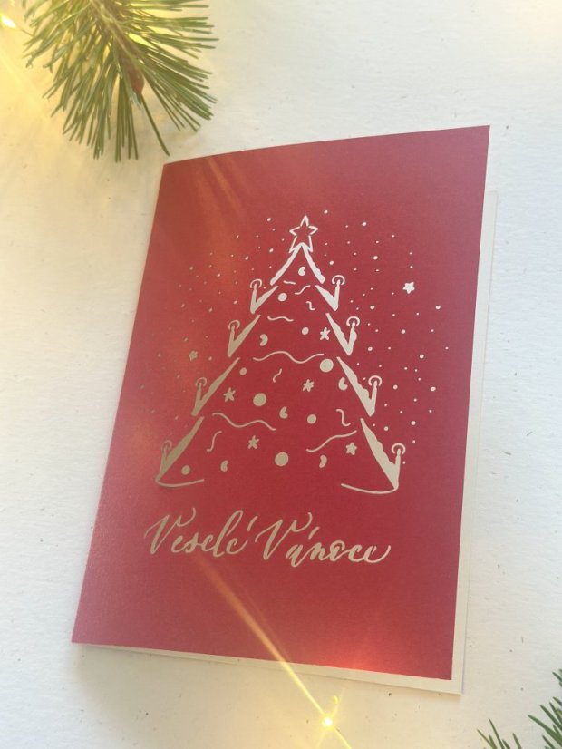 Be Nice ECO Christmas card with a tree - red