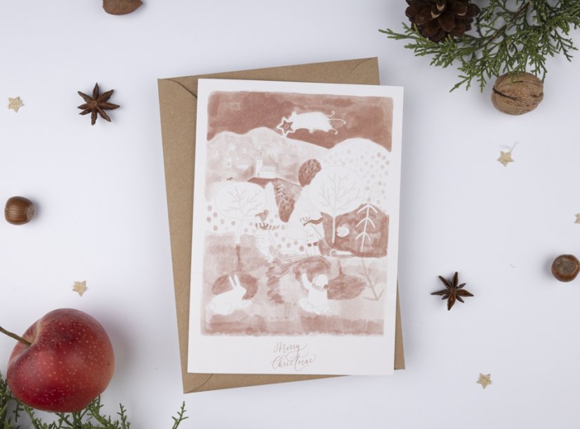 Be Nice ECO card Merry Christmas - pink
