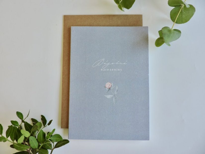 Be Nice card - Eucalyptus with Peony Wonderful Birthday