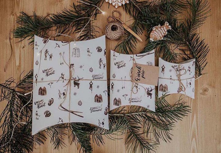Be Nice Přírodní vánoční krabičky na balení - světlé
