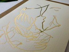 Wedding card True love with gold embossing