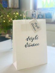Be Nice Gift bag with a name tag - Merry Christmas white