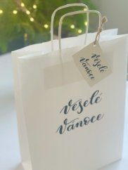 Be Nice Gift bag with a name tag - Merry Christmas white