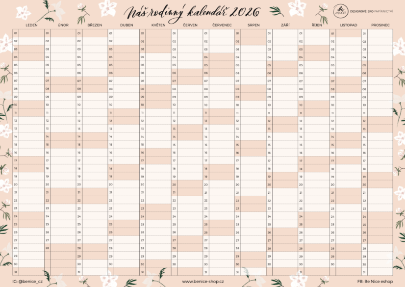 Be Nice ECO Family Fridge Calendar 2026