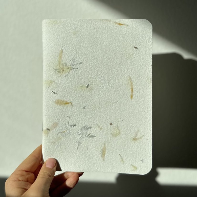 Be Nice eco notebook made from handmade paper – calendula and wormwood