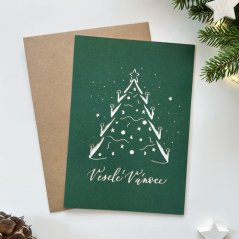 Be Nice ECO Christmas card with a tree - green