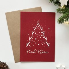 Be Nice ECO Christmas card with a tree - red
