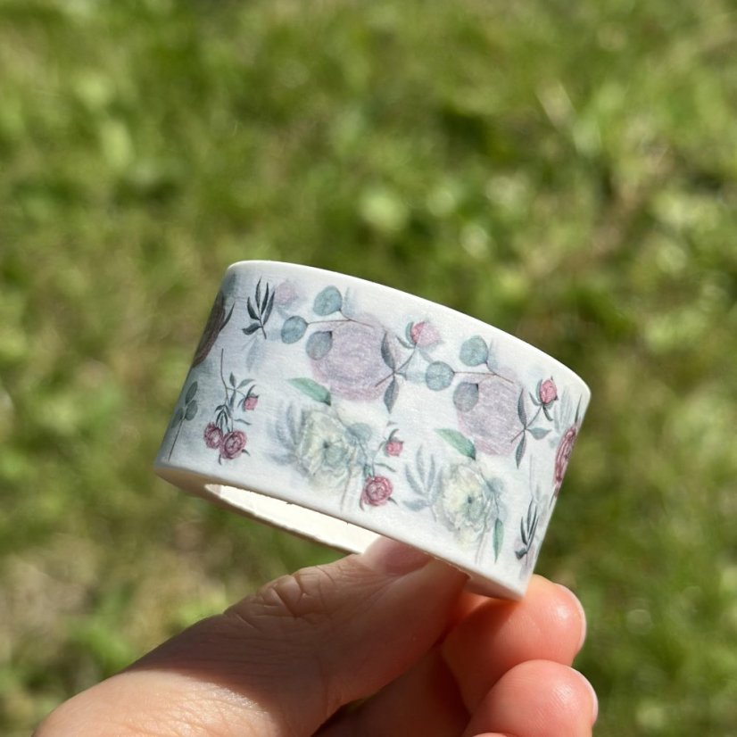 Be Nice Lepicí washi páska - Eukalyptus s pivoňkou