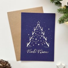 Be Nice ECO Christmas card with a tree - blue