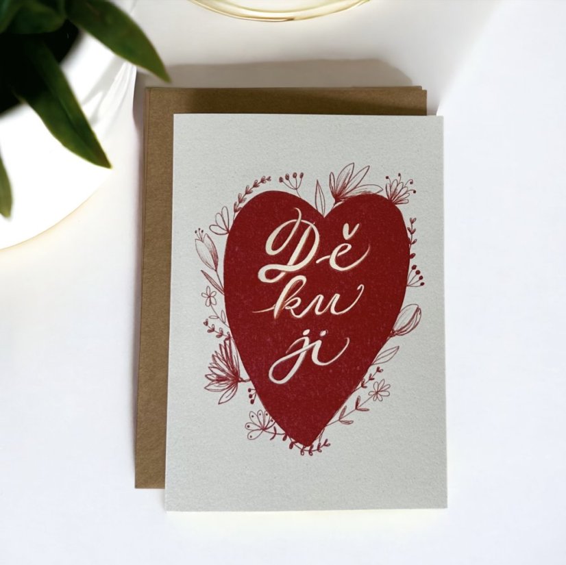 Be Nice card Thank you - heart red