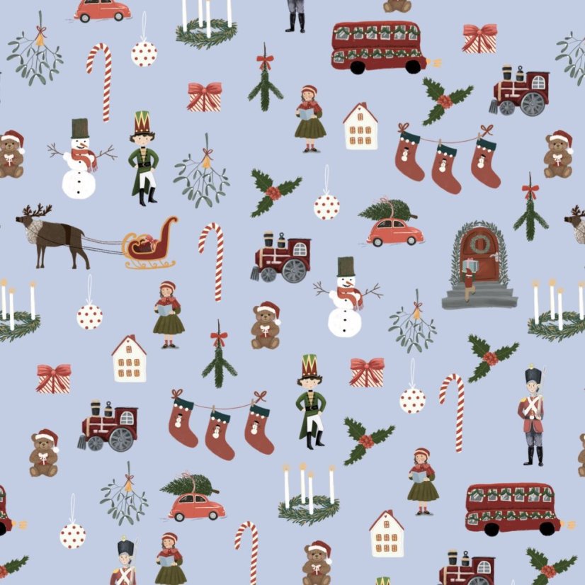 Be Nice EKO vánoční balicí papír Anglická pohádka modrý 5 ks