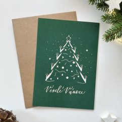 Be Nice ECO Christmas card with a tree - green