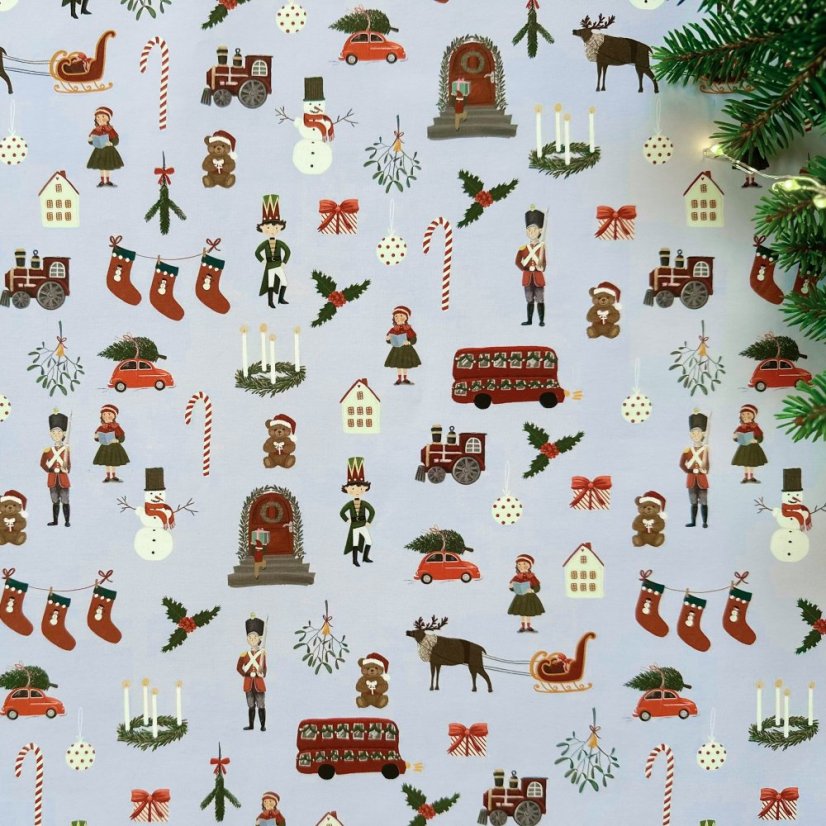 Be Nice EKO vánoční balicí papír Anglická pohádka modrý 5 ks