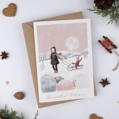 Be Nice ECO Christmas card Heavenly walk - pink