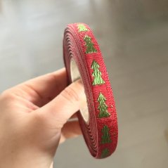 Vánoční stuha stromeček - červená
