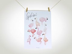Be Nice Poster Flamingos