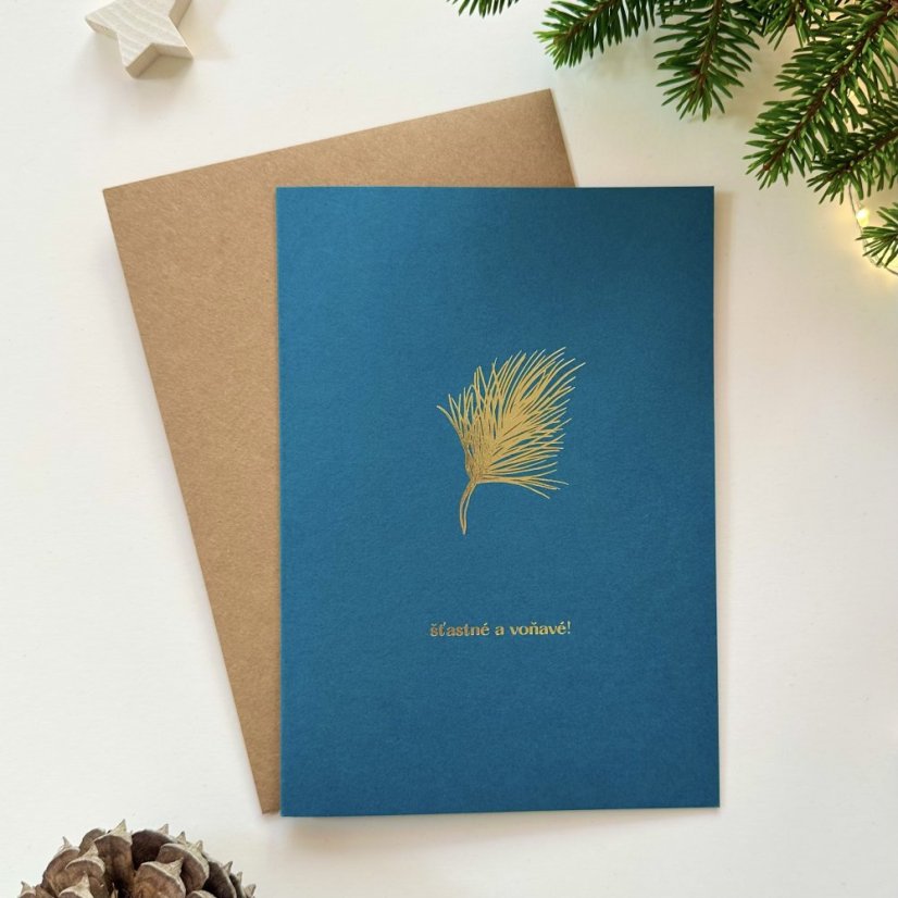 Be Nice ECO Christmas card Pine petrol blue