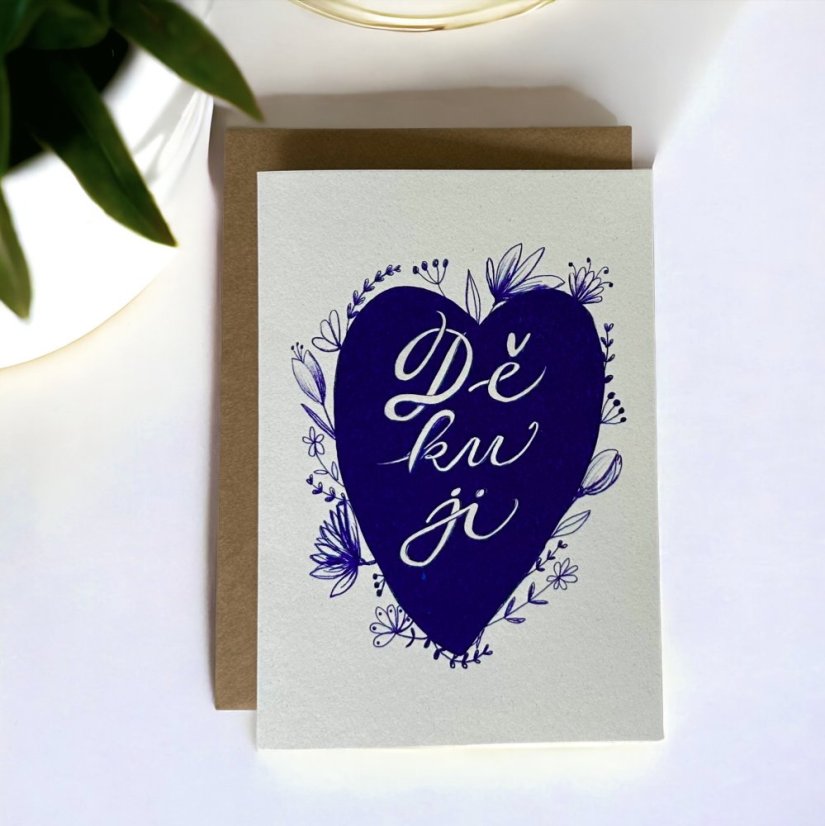 Be Nice card Thank you - heart blue