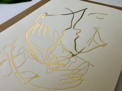 Wedding card True love with gold embossing