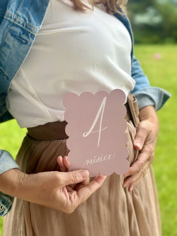 Milníkové kartičky pro těhotné a pro miminka - sada růžová