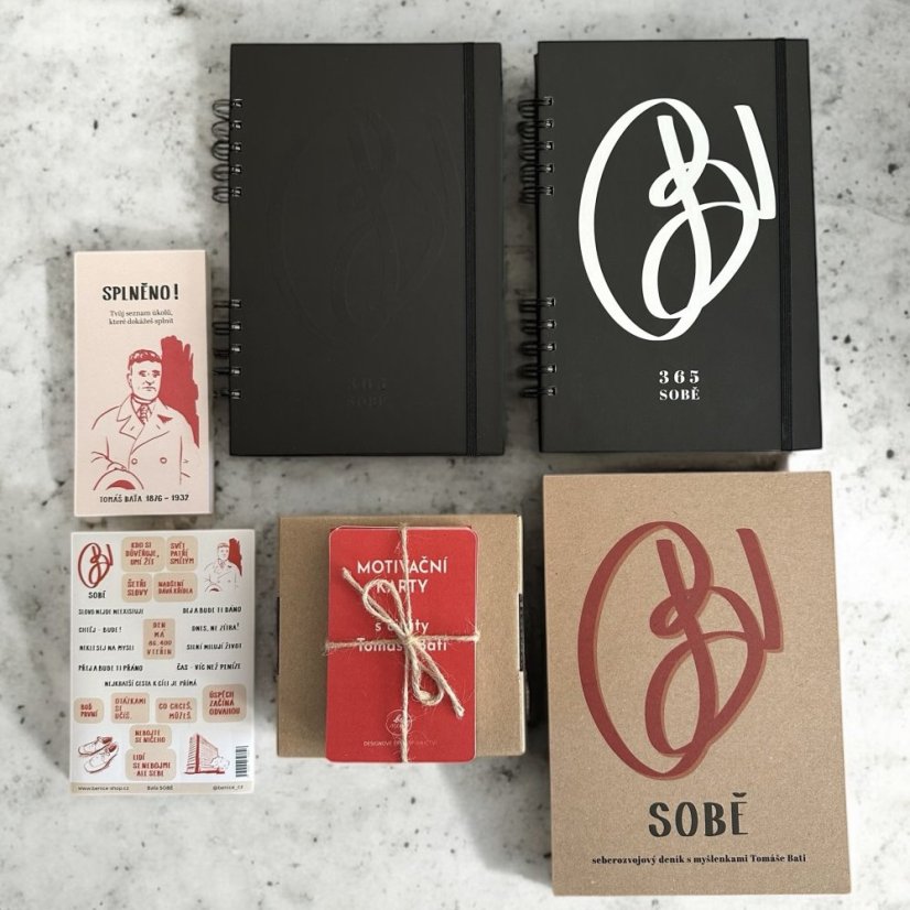 Be Nice EKO Dárková sada BAŤA SOBĚ - Dárková sada BAŤA SOBĚ: Deník, motivační karty, to do list, samolepky, blok