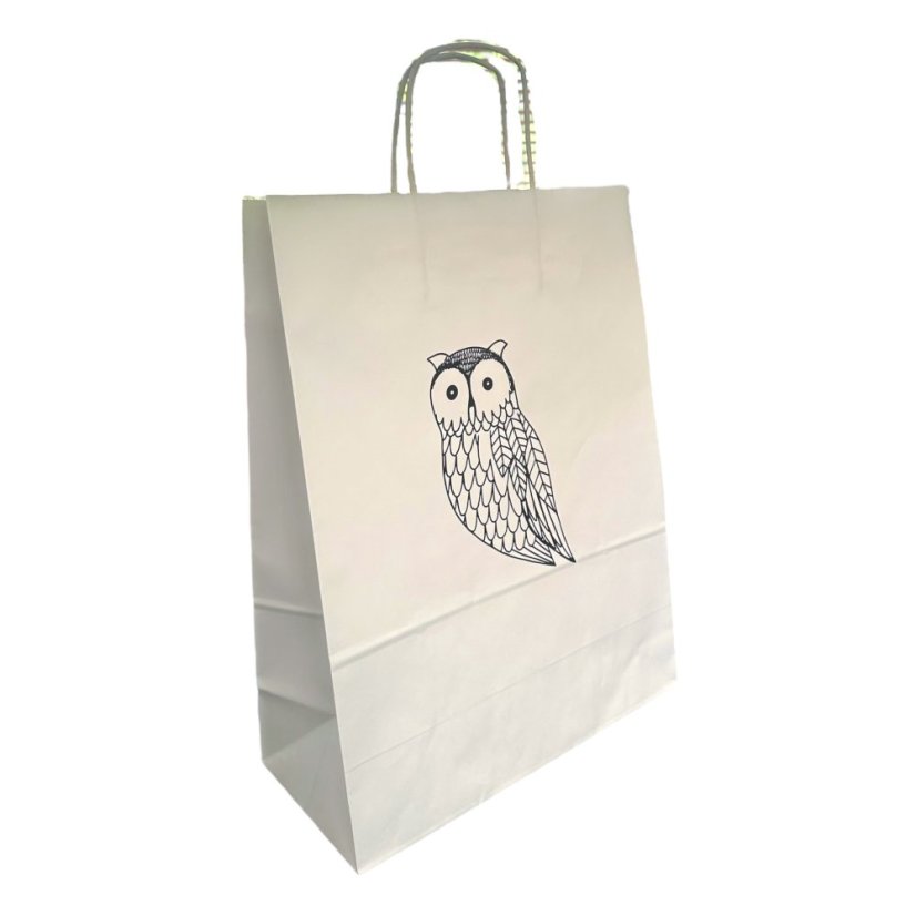 Be Nice white gift bag - Owl