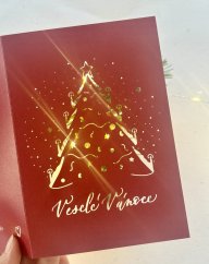 Be Nice ECO Christmas card with a tree - red