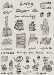 Samolepky - Knihy a pokojovky