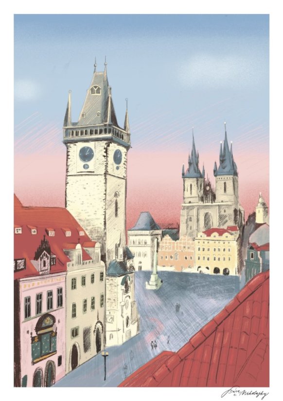 Be Nice ECO poster Prague secrets Old Town Square A4 and A5