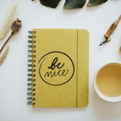 Be Nice Paper Notebook Green Grass Lined Side Binding A5