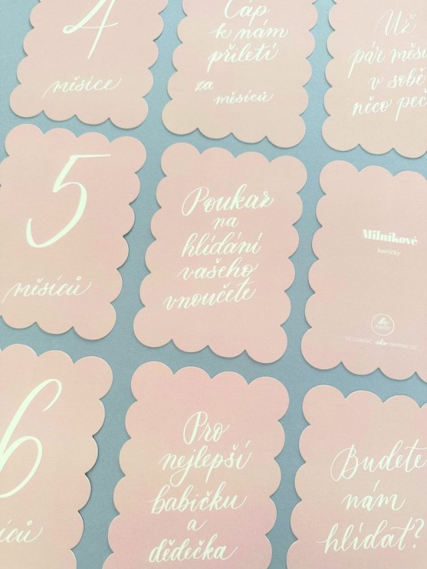 Milníkové kartičky pro těhotné růžové