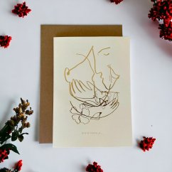 Wedding card True love with gold embossing