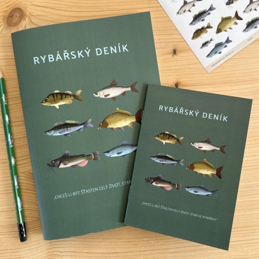 Be Nice Rybářská dárková sada - deník, tužka, metr, samolepky