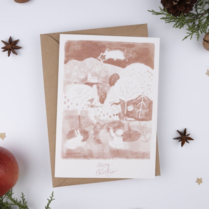 Be Nice ECO card Merry Christmas - pink