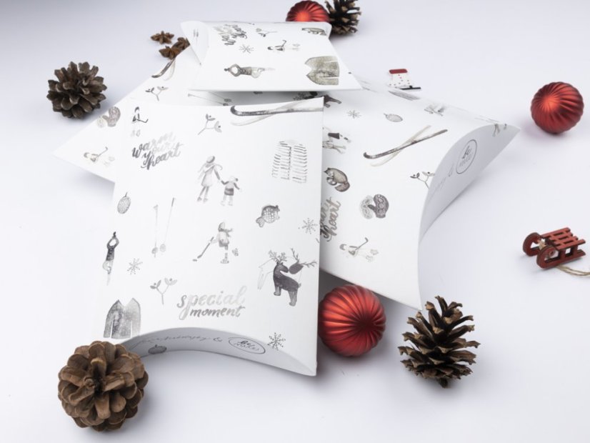 Be Nice Přírodní vánoční krabičky na balení - světlé - Velikost klip klop krabiček: Malá krabička   14x13,5x4 cm