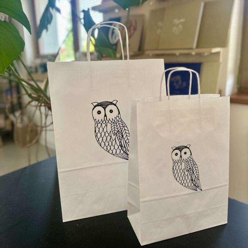 Be Nice white gift bag - Owl